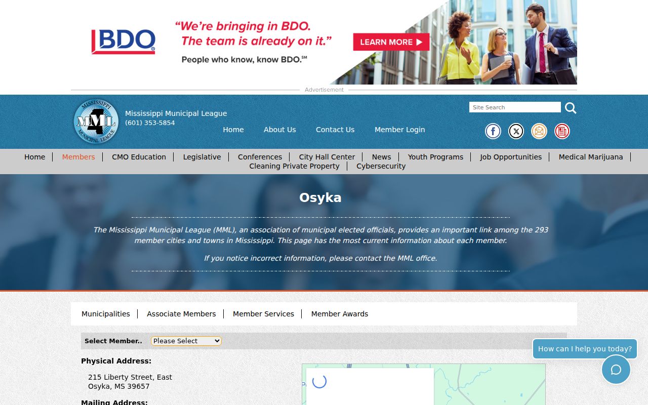 Osyka official municipal association profile
